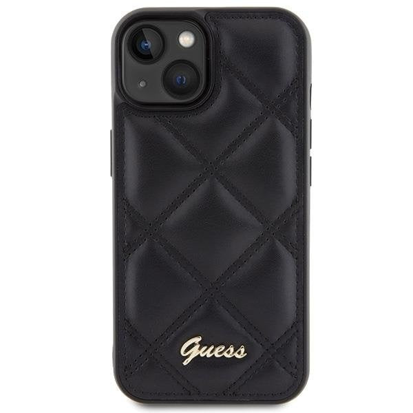 Кейс Guess Quilted Metal Logo за iPhone 15 черен