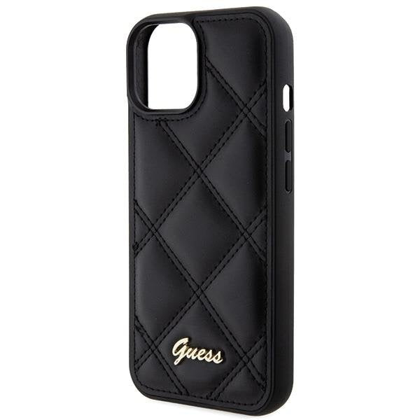 Кейс Guess Quilted Metal Logo за iPhone 15 черен