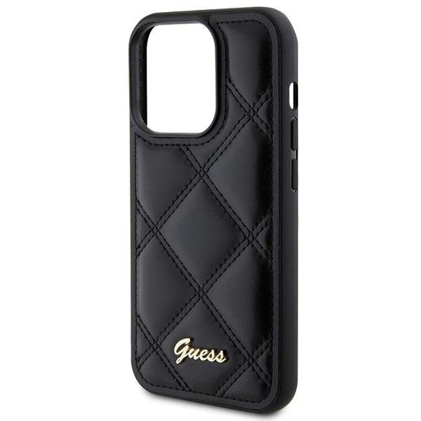 Кейс Guess Quilted Metal Logo за iPhone 15 Pro черен