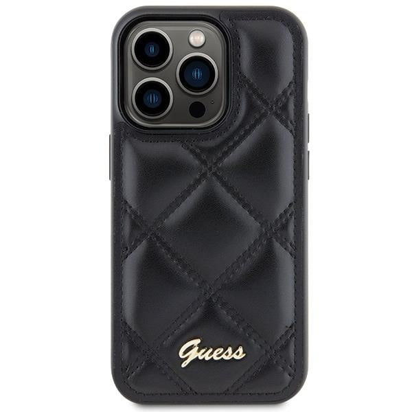 Кейс Guess Quilted Metal Logo за iPhone 15 Pro Max черен