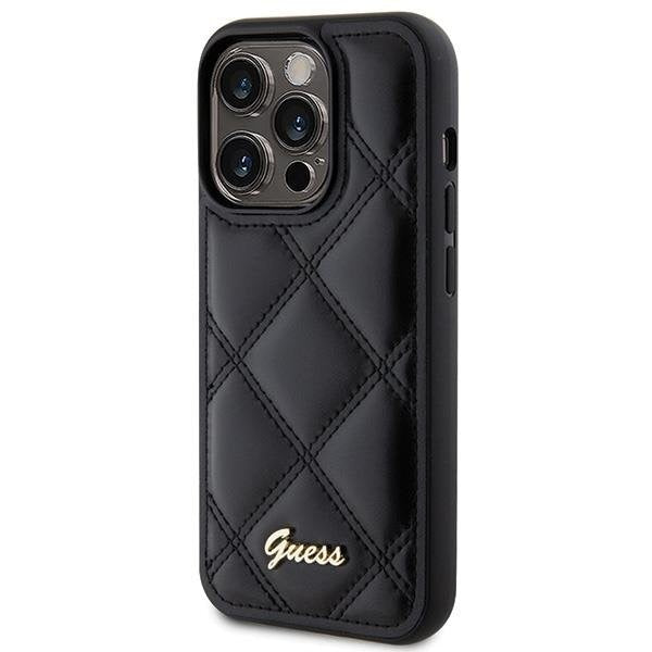 Кейс Guess Quilted Metal Logo за iPhone 15 Pro Max черен