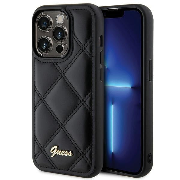 Кейс Guess Quilted Metal Logo за iPhone 15 Pro Max черен