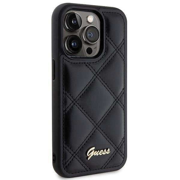 Кейс Guess Quilted Metal Logo за iPhone 15 Pro Max черен