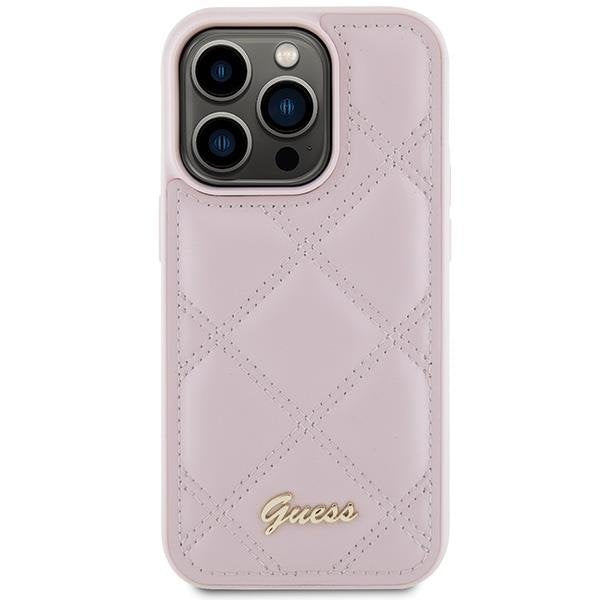 Кейс Guess Quilted Metal Logo за iPhone 15 Pro Max розов