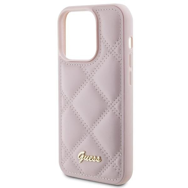 Кейс Guess Quilted Metal Logo за iPhone 15 Pro розов