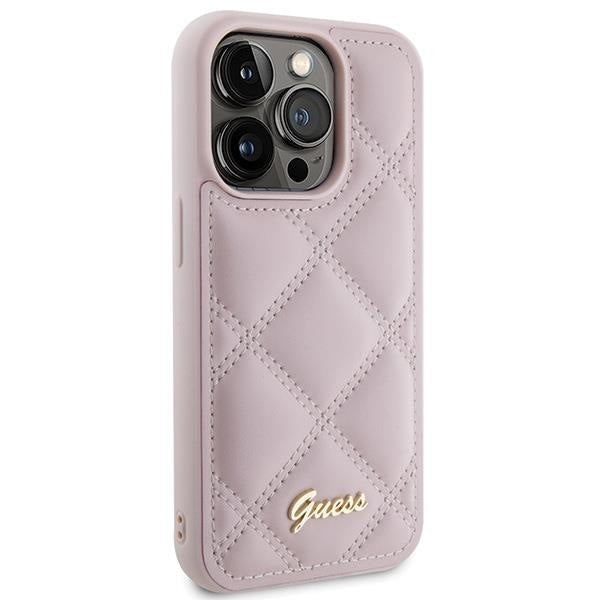 Кейс Guess Quilted Metal Logo за iPhone 15 Pro розов