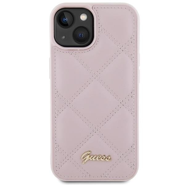 Кейс Guess Quilted Metal Logo за iPhone 15 розов