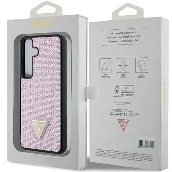 Кейс Guess Rhinestone Triangle за Samsung Galaxy S24 розов