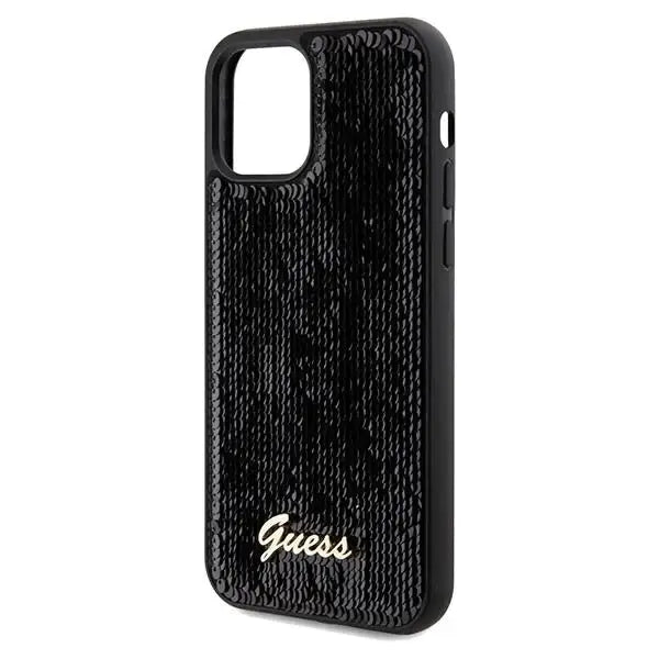 Кейс Guess Sequin Script Metal за iPhone 12/12 Pro черен