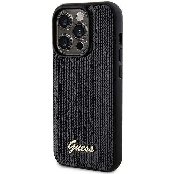 Кейс Guess Sequin Script Metal за iPhone 13 Pro Max черен