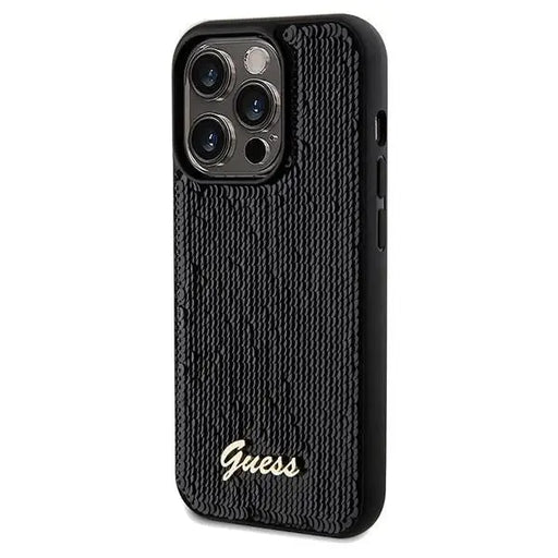 Кейс Guess Sequin Script Metal за iPhone 14 Pro Max черен