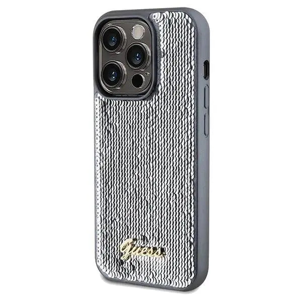 Кейс Guess Sequin Script Metal за iPhone 14 Pro сребрист