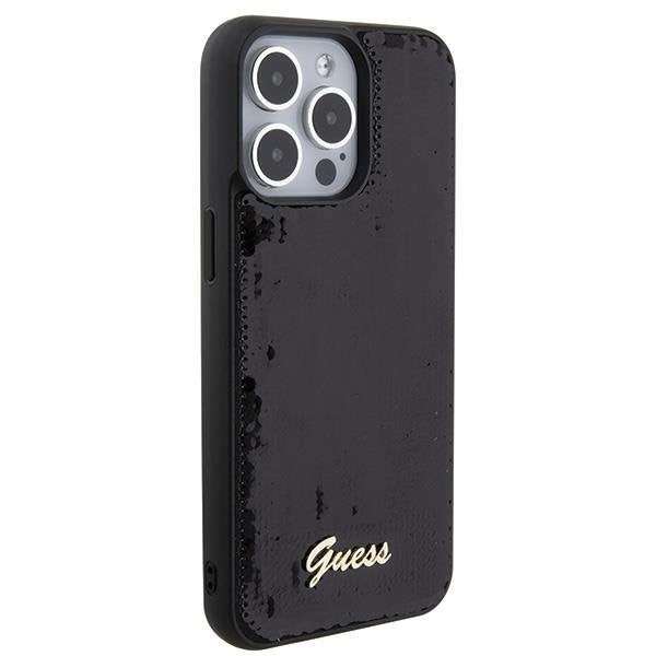 Кейс Guess Sequin Script Metal за iPhone 15 Pro Max черен