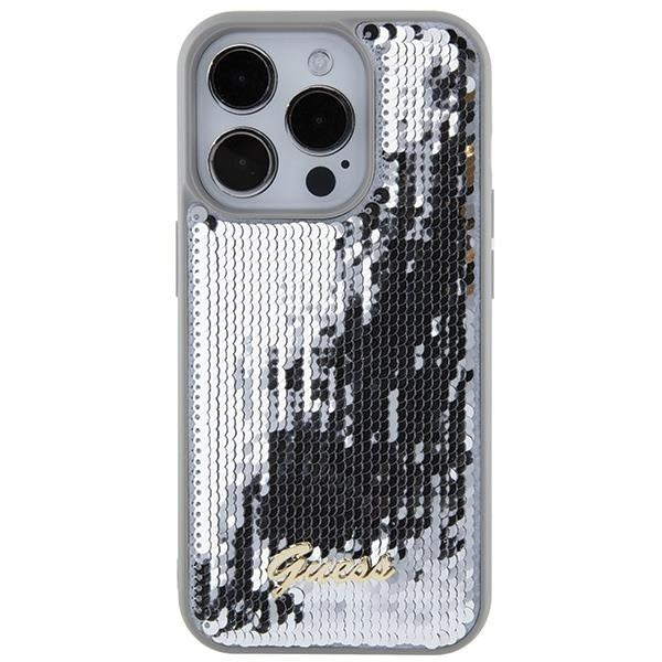 Кейс Guess Sequin Script Metal за iPhone 15 Pro Max сребрист