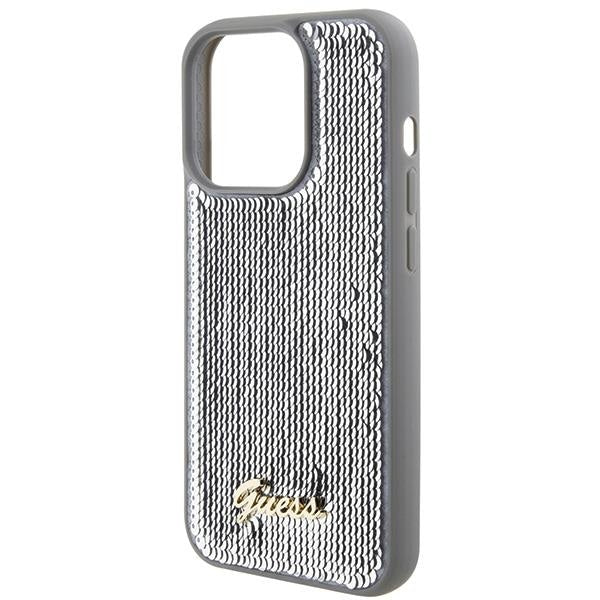 Кейс Guess Sequin Script Metal за iPhone 15 Pro Max сребрист