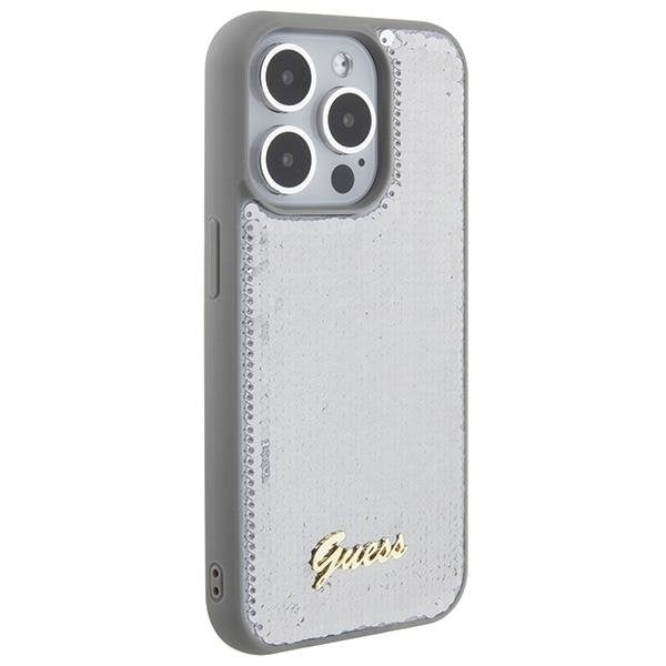 Кейс Guess Sequin Script Metal за iPhone 15 Pro сребрист