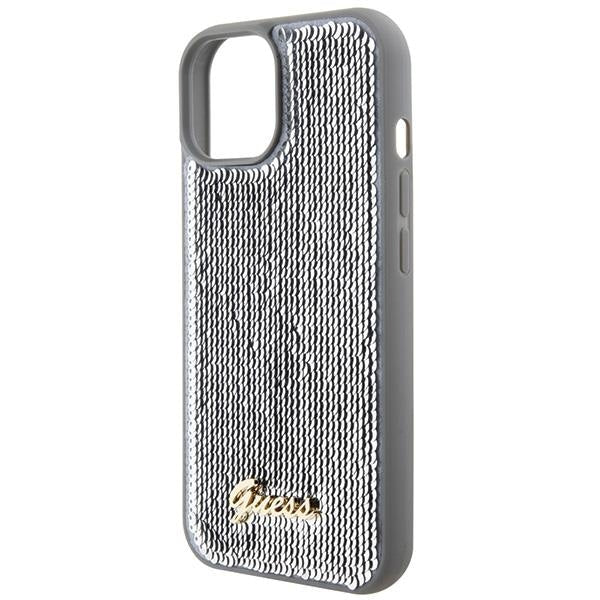 Кейс Guess Sequin Script Metal за iPhone 15 сребрист