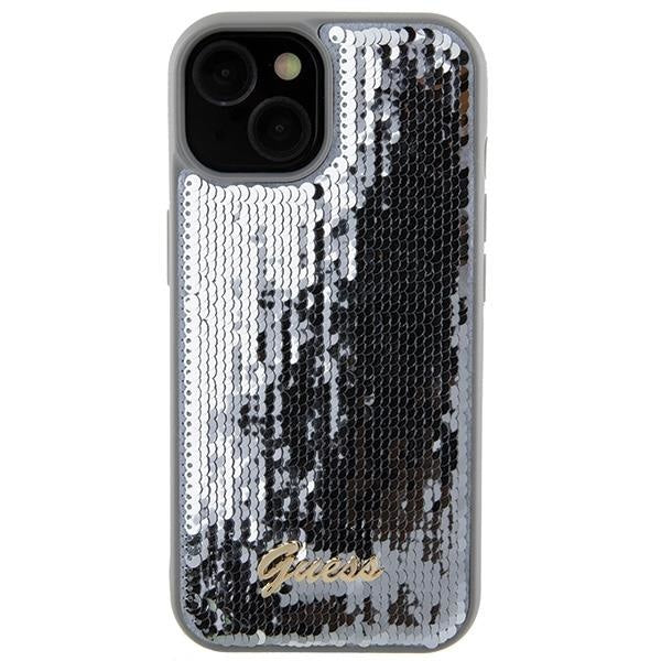 Кейс Guess Sequin Script Metal за iPhone 15 сребрист