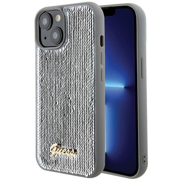 Кейс Guess Sequin Script Metal за iPhone 15 сребрист