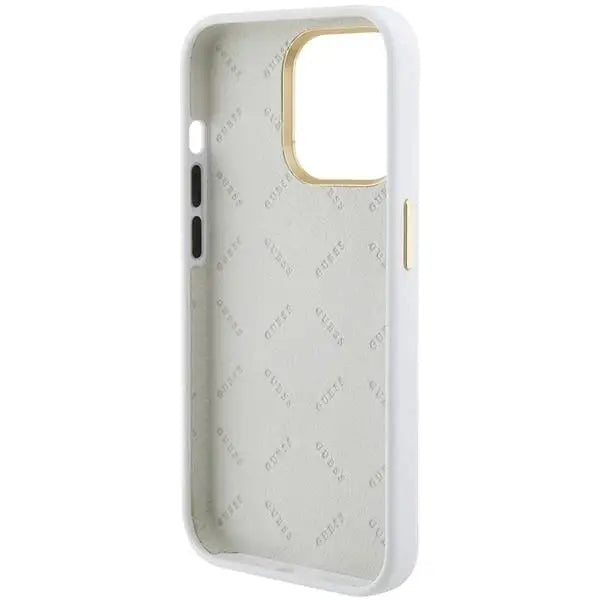 Кейс Guess Silicone Logo Strass 4G за iPhone 15 Pro Max бял