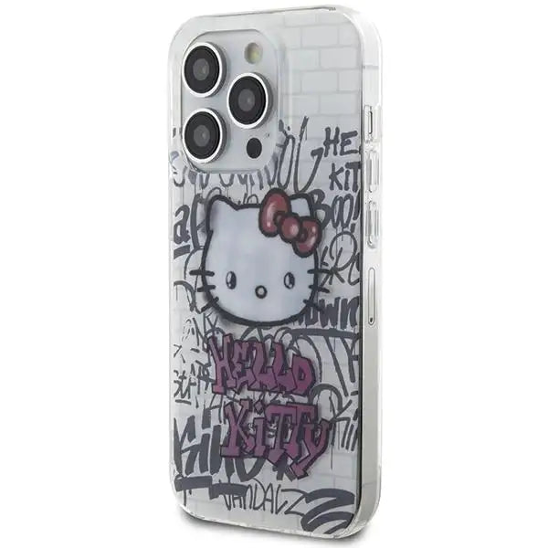 Кейс Hello Kitty IML On Bricks Graffiti за iPhone 14 Pro бял