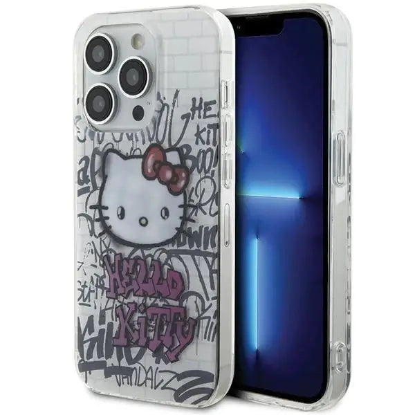 Кейс Hello Kitty IML On Bricks Graffiti за iPhone 14 Pro бял