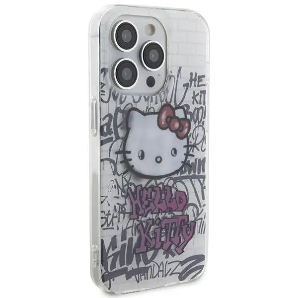 Кейс Hello Kitty IML On Bricks Graffiti за iPhone 14 Pro бял