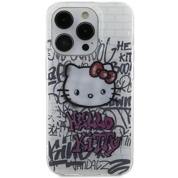 Кейс Hello Kitty IML On Bricks Graffiti за iPhone 14 Pro бял