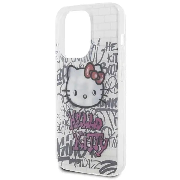 Кейс Hello Kitty IML On Bricks Graffiti за iPhone 14 Pro бял