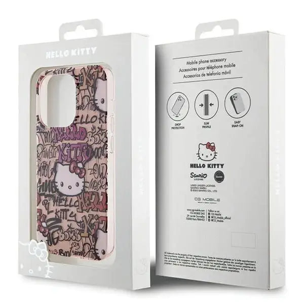 Кейс Hello Kitty IML Tags Graffiti за iPhone 13 Pro / розов