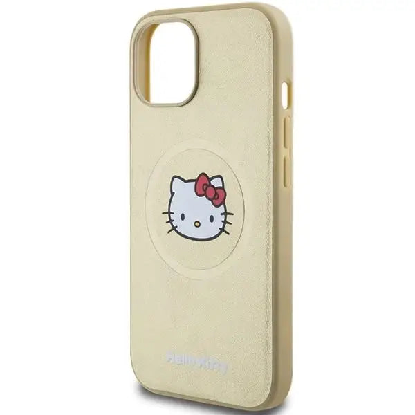 Кейс Hello Kitty Leather Head MagSafe за iPhone 14 златист