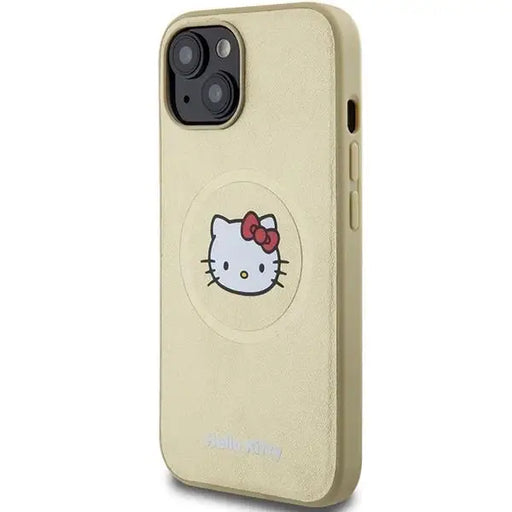 Кейс Hello Kitty Leather Head MagSafe за iPhone 14 златист