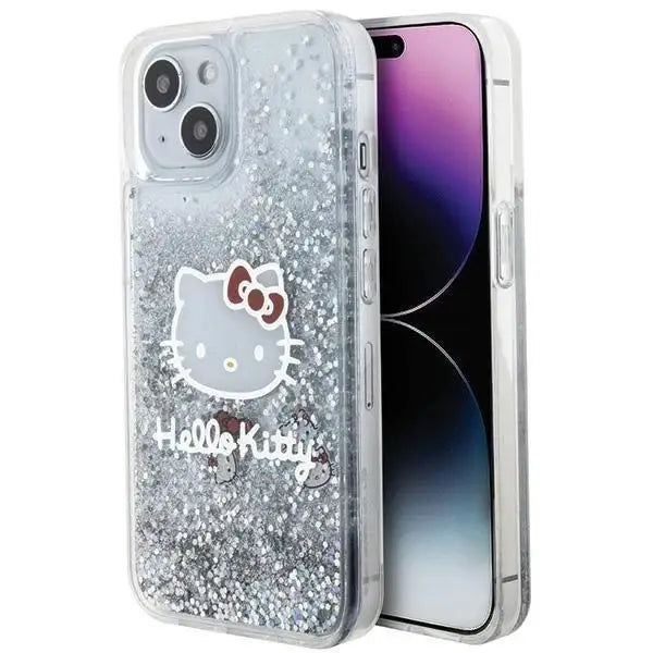 Кейс Hello Kitty Liquid Glitter Charms Head за iPhone