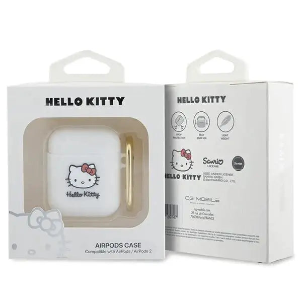 Кейс Hello Kitty Silicone 3D Head за AirPods 1/2 бял