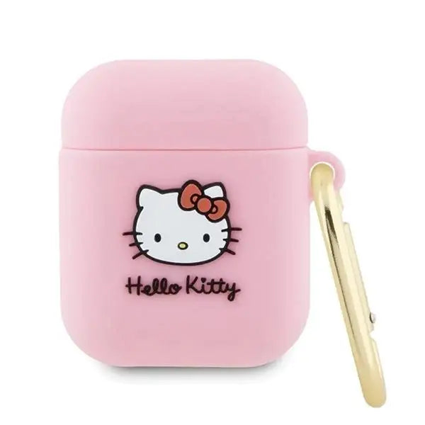 Кейс Hello Kitty Silicone 3D Head за AirPods 1/2 розов