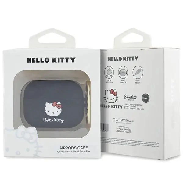 Кейс Hello Kitty Silicone 3D Head за AirPods Pro черен