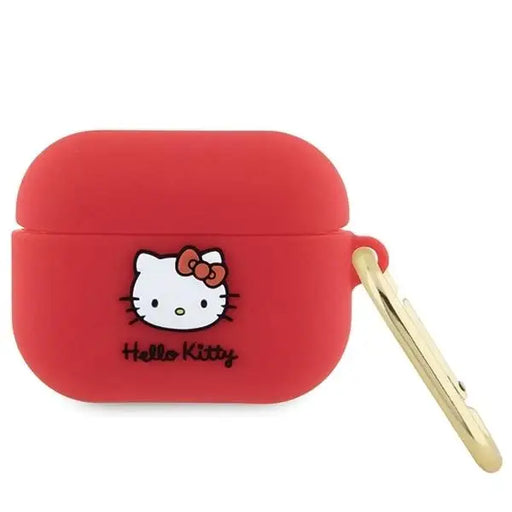 Кейс Hello Kitty Silicone 3D Head за AirPods Pro червен