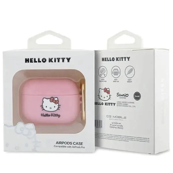 Кейс Hello Kitty Silicone 3D Head за AirPods Pro розов