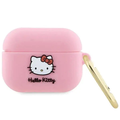 Кейс Hello Kitty Silicone 3D Head за AirPods Pro розов