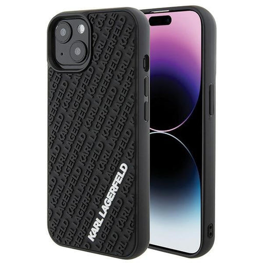 Кейс Karl Lagerfeld 3D Rubber Multi Logo за iPhone 15 черен