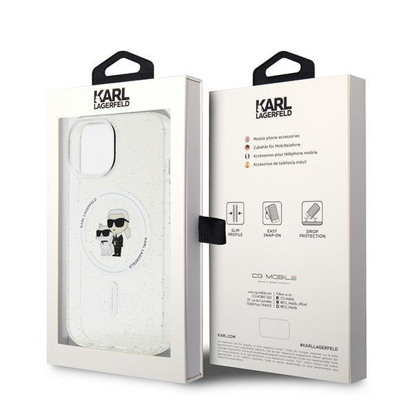 Кейс Karl Lagerfeld Karl&Choupette Glitter MagSafe за iPhone