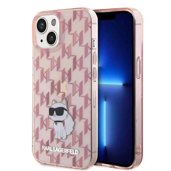 Кейс Karl Lagerfeld Monogram Choupette за iPhone 15 розов