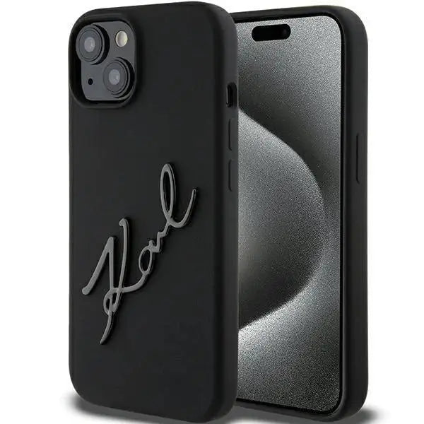 Кейс Karl Lagerfeld Silicone Karl Script за iPhone 15 черен