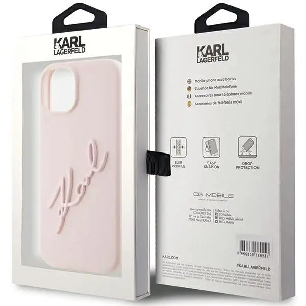 Кейс Karl Lagerfeld Silicone Karl Script за iPhone 15 розов