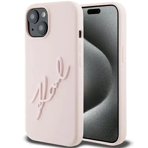 Кейс Karl Lagerfeld Silicone Karl Script за iPhone 15 розов