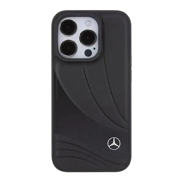 Кейс Mercedes Leather Wave Pattern за iPhone 15 Pro черен