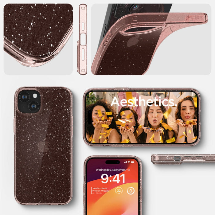 Кейс Spigen Liquid Crystal Glitter за iPhone 15 розов