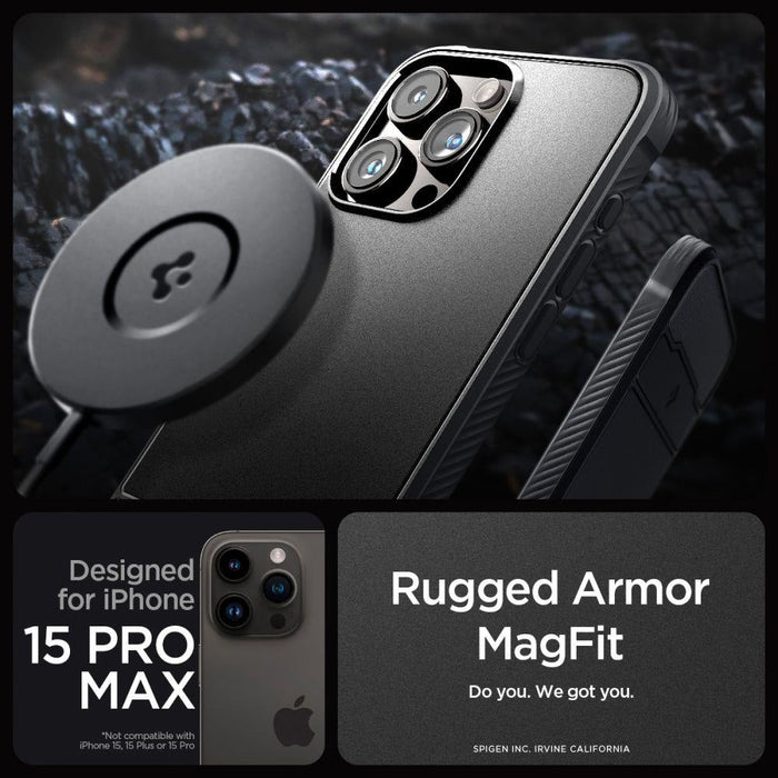 Кейс Spigen Rugged Armor за iPhone 15 PRO MAX съвместим