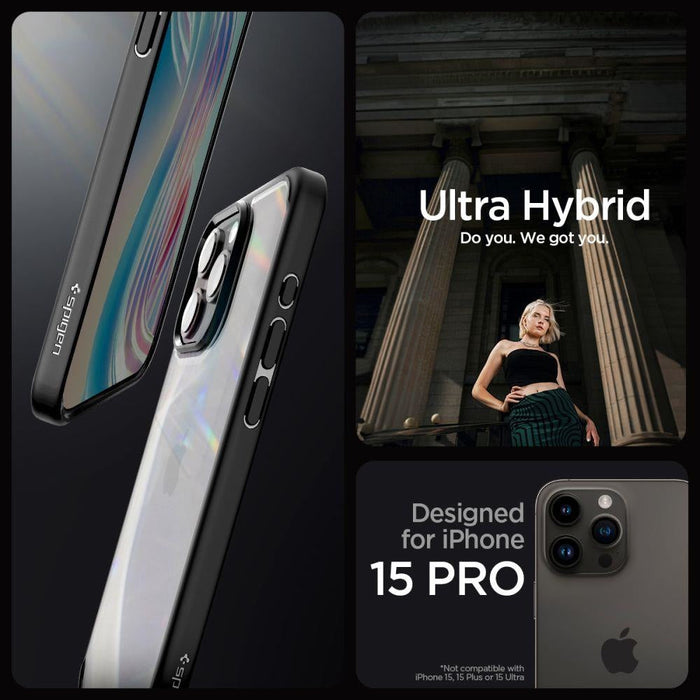 Кейс Spigen Ultra Hybrid за iPhone 15 PRO Frost Black