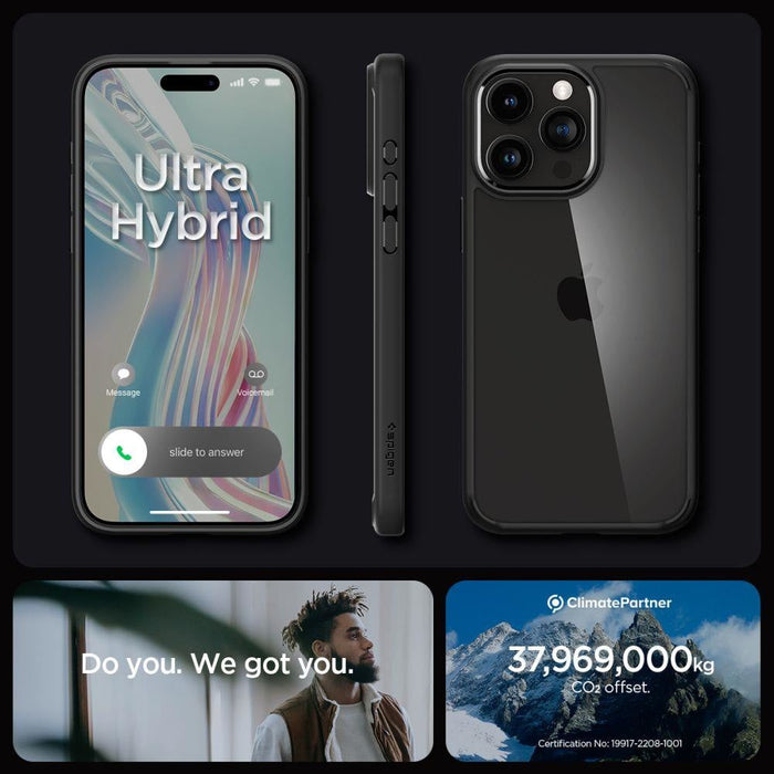 Кейс Spigen Ultra Hybrid за iPhone 15 PRO матово черен